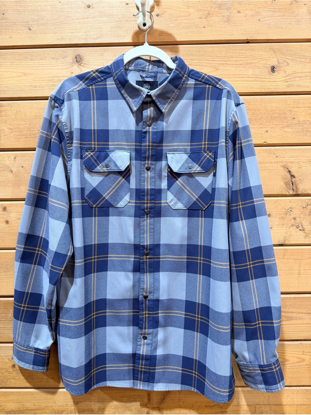 Flylow Handlebar Tech Flannel Men’s XL Blue Plaid Snap Outdoor Shirt